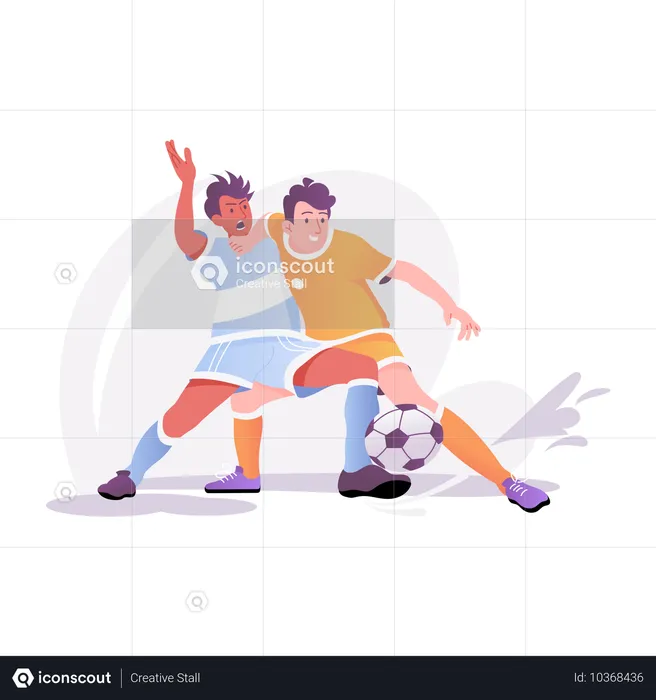 サッカーの試合をするサッカー選手  イラスト