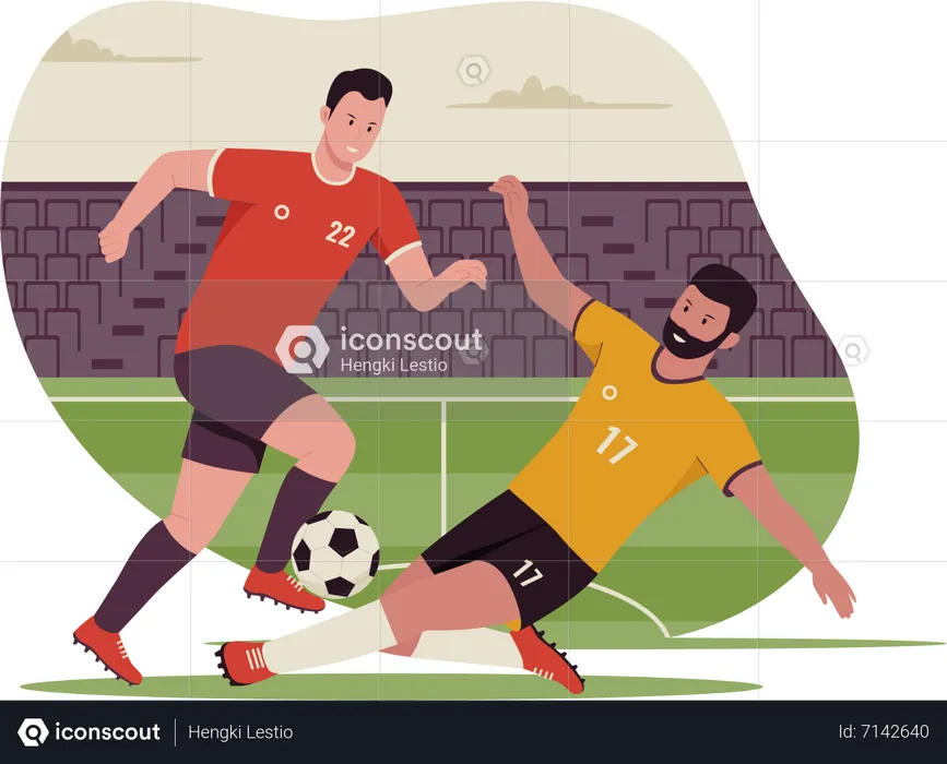 Soccer players in duel football player  Illustration