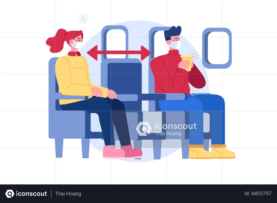 Social distancing in flight seating  Illustration