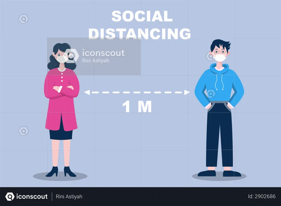 Social Distancing to Prevent Disease  Illustration