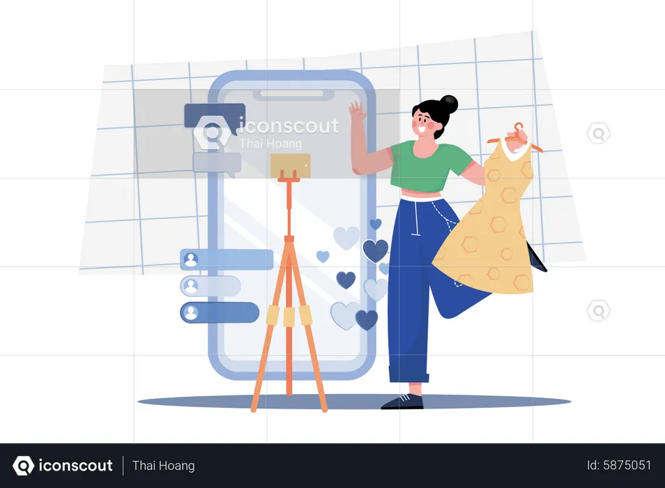Social influencer doing product marketing  Illustration