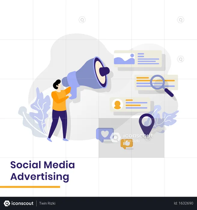 Social Media Advertising  Illustration