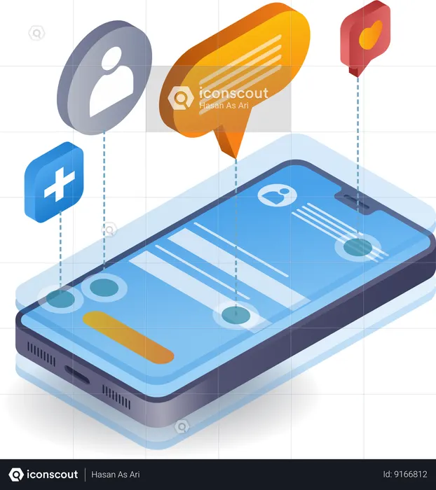 Social media application with smartphone  Illustration