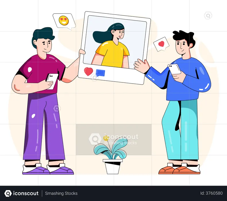 Social-Media-Beiträge mit „Gefällt mir“ markieren  Illustration
