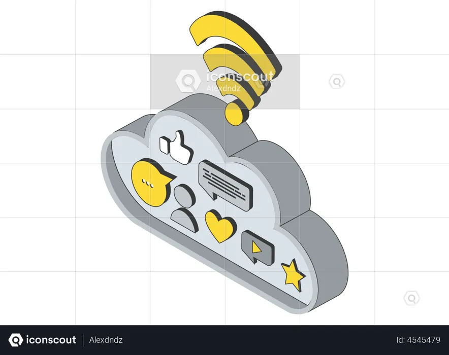 Social media cloud database  Illustration