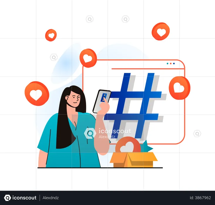 Social media hashtag  Illustration