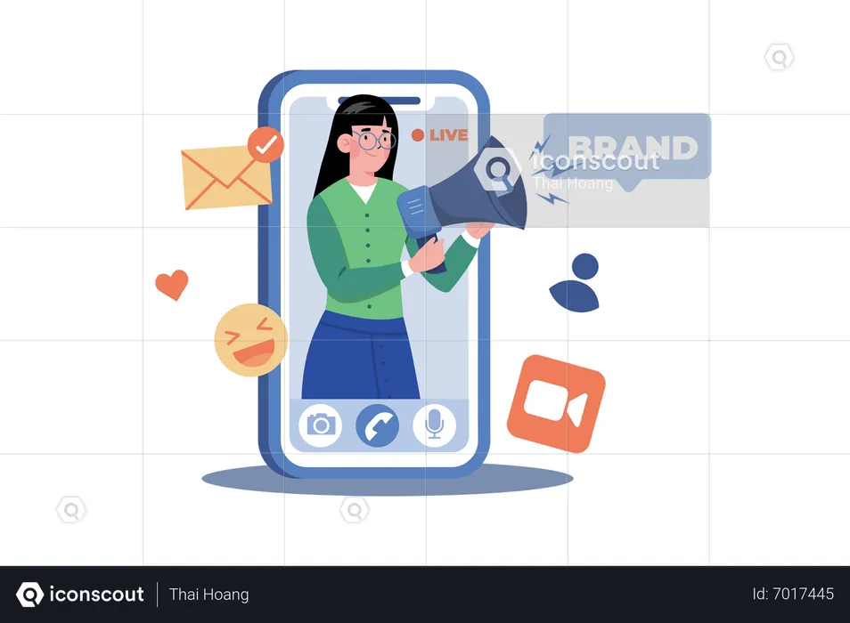 Social Media Influencer Creates Sponsored Content  Illustration