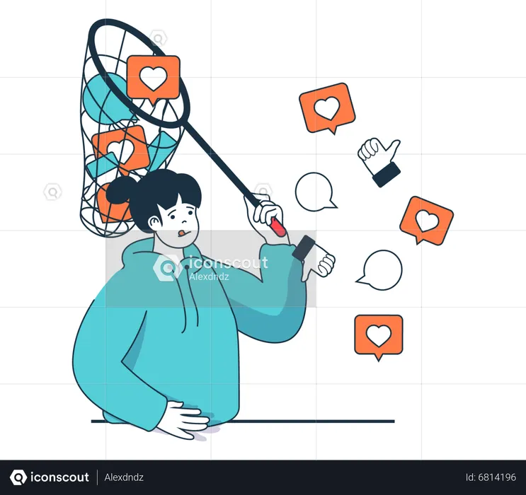 Social-Media-Influencer fangen Likes  Illustration