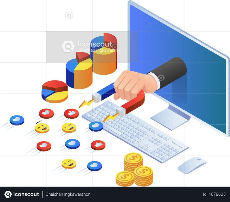 Social media influencer marketing  Illustration