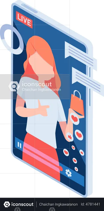 Social media influencer reviewing product  Illustration