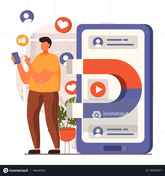 Social media influencer working on user engagement  Illustration