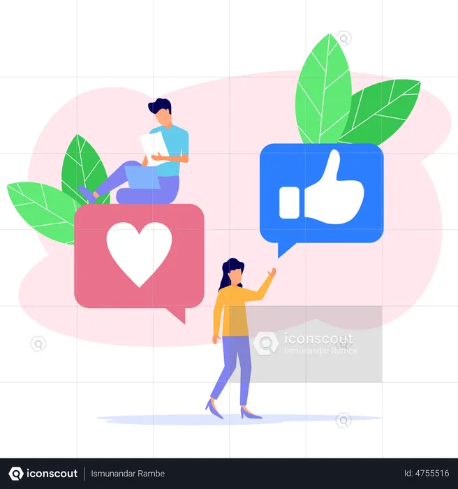 Interaktionen in sozialen Medien  Illustration
