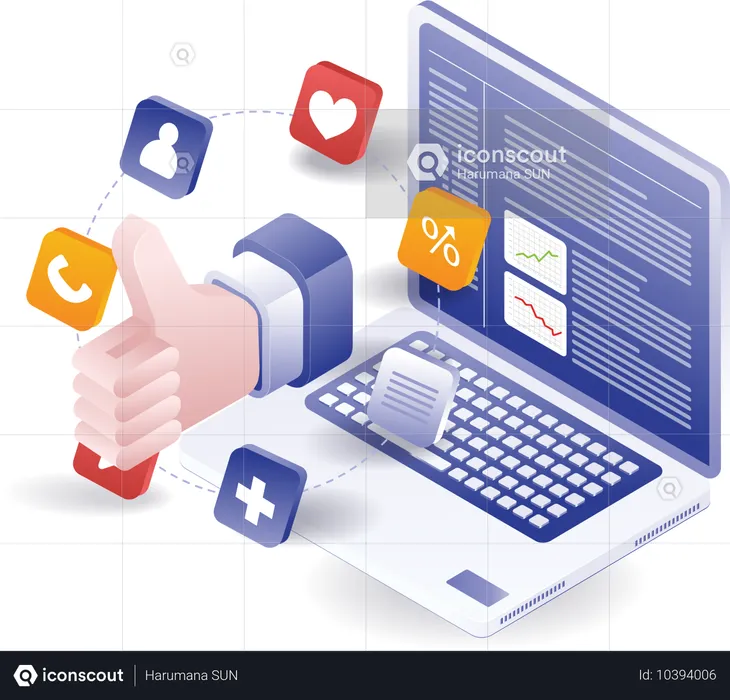 Social media marketing analysis information  Illustration