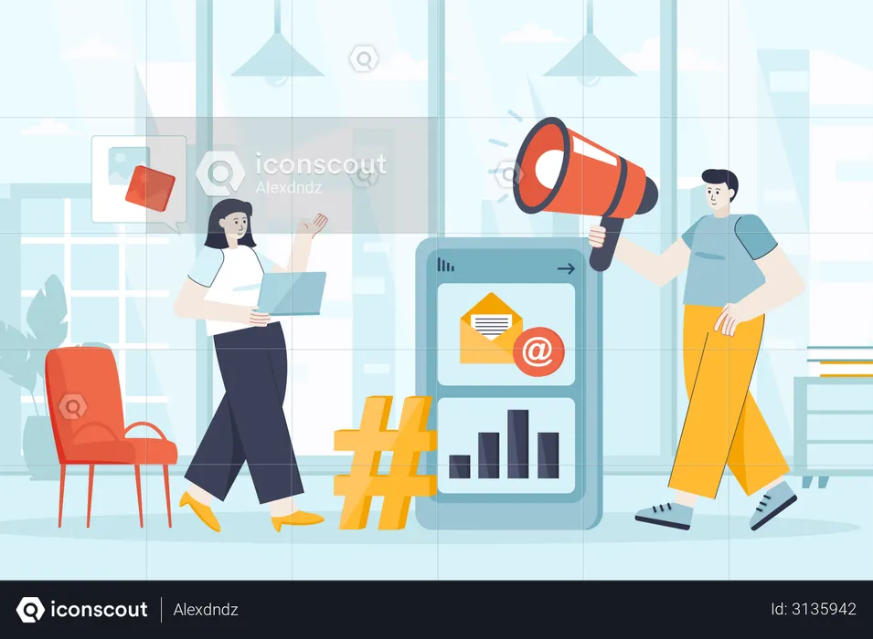 Social media marketing  Illustration