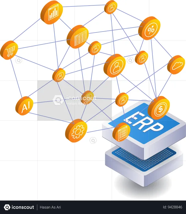 Social media network ERP business  Illustration