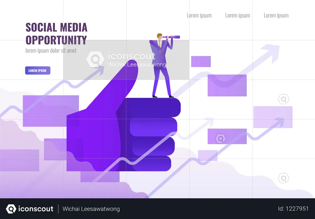 Social media opportunity and marketing concept  Illustration
