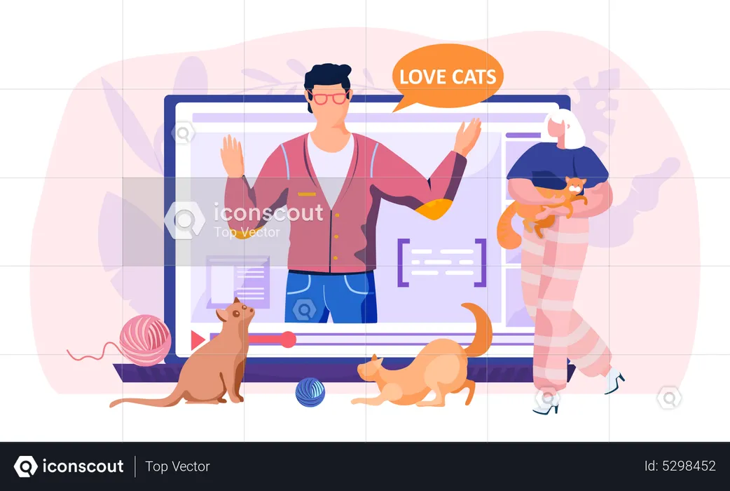 Social-Media-Beitrag über die Liebe zu Katzen  Illustration