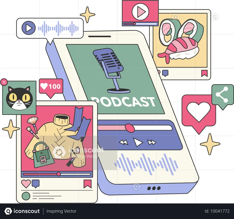 Social media postcast  Illustration