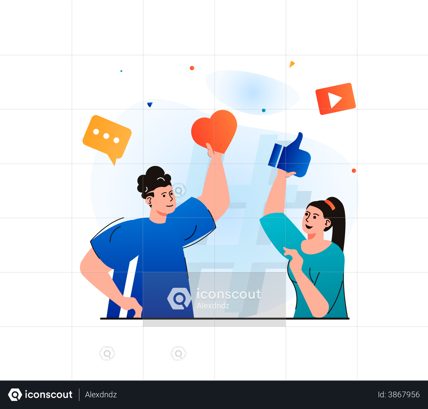 Best Premium Social Media Reaction Illustration Download In PNG ...