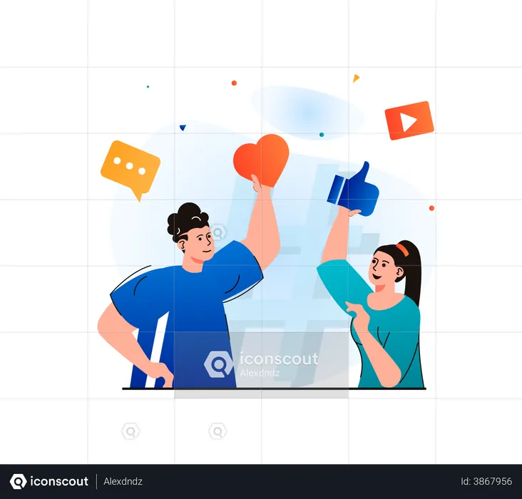 Social media reaction  Illustration