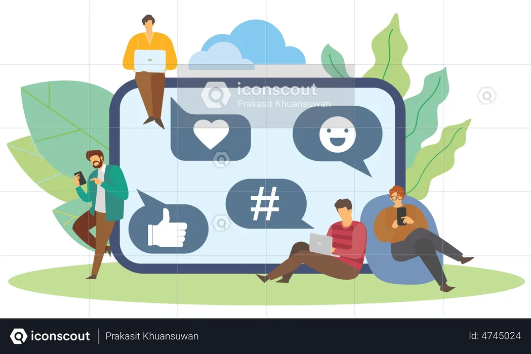 Social media users chatting online  Illustration