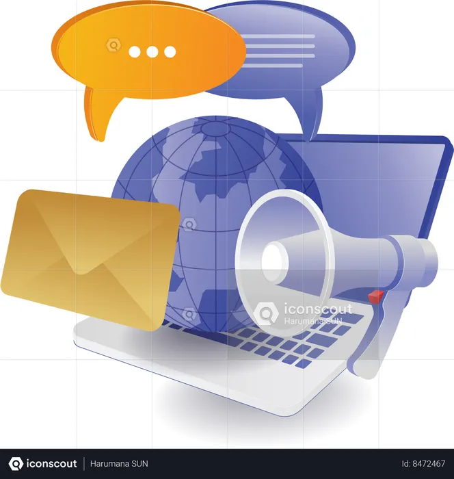 Social media world business communication  Illustration