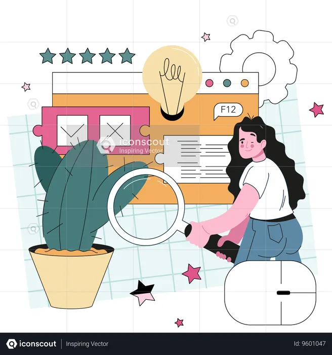 Software developer checking coding  Illustration