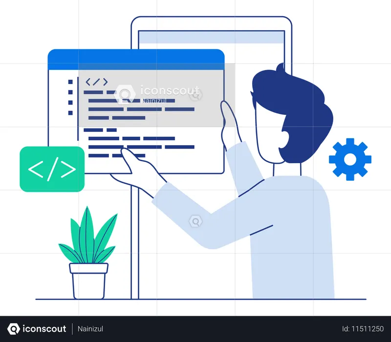 Software developer trial program code for mobile app  Illustration