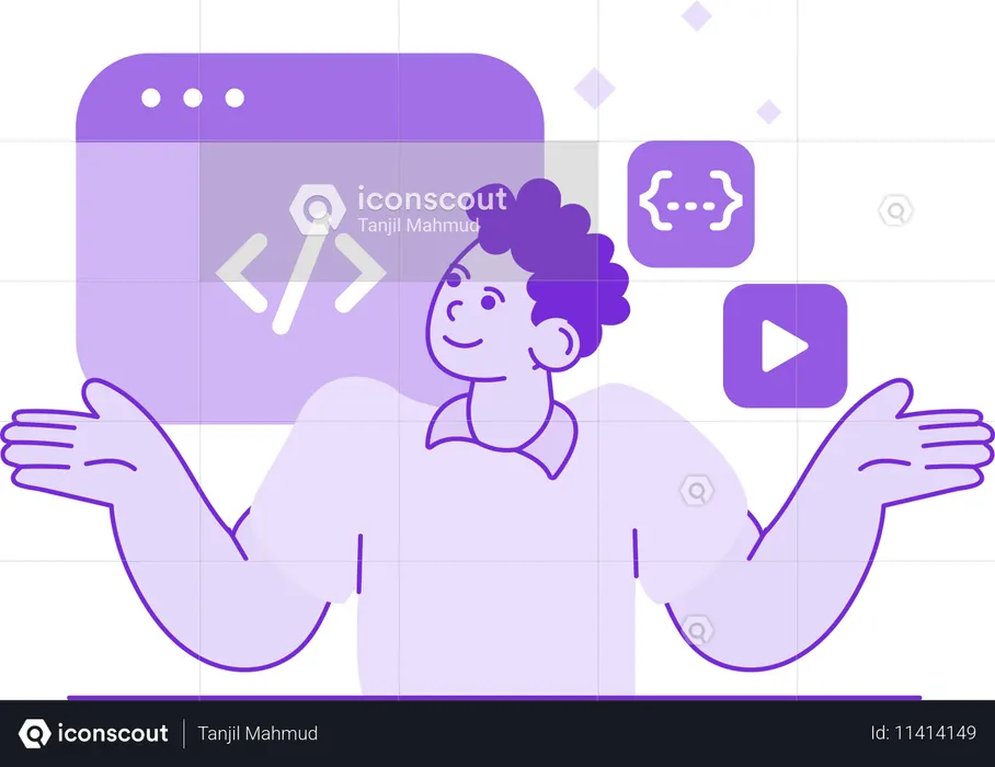 Software developer working on web development  Illustration