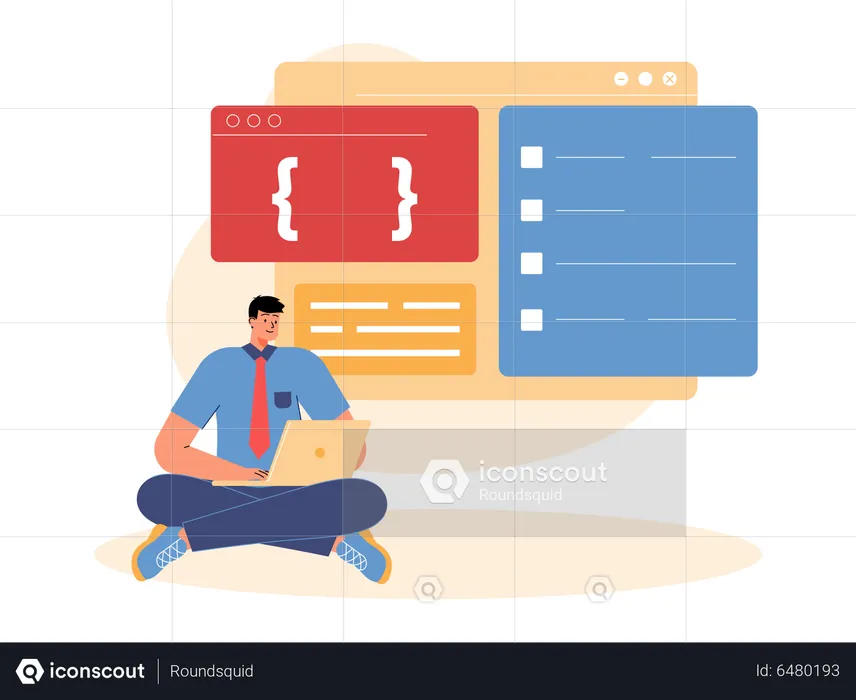 Software engineer doing programming work  Illustration