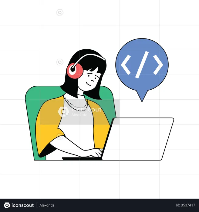 Software Programmer working on programming  Illustration