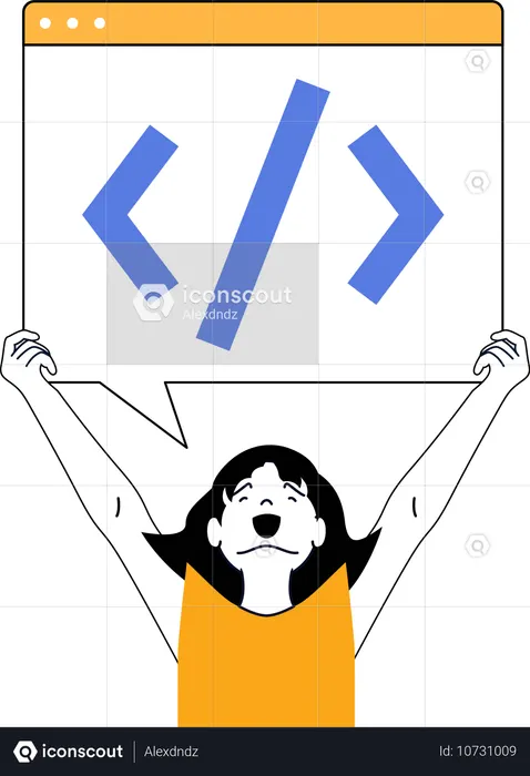 Software programmer working on webpage programming  Illustration