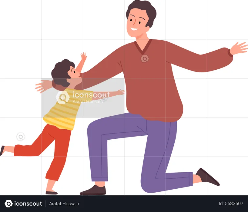 Sohn umarmt Vater  Illustration