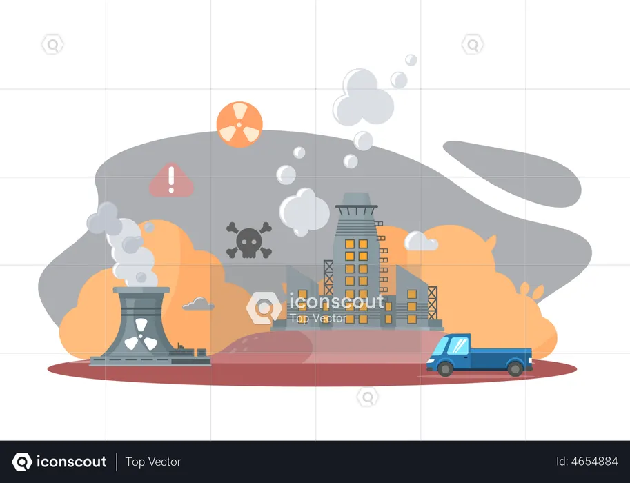 Soil erosion caused due to factories releasing harmful gases into atmosphere  Illustration