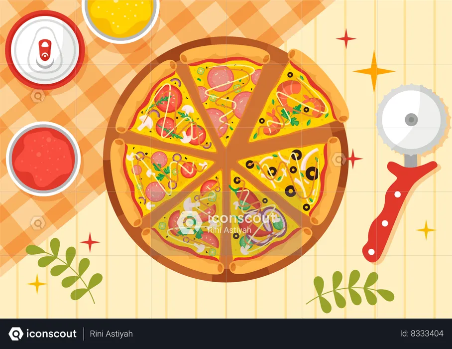 Soirée pizza  Illustration