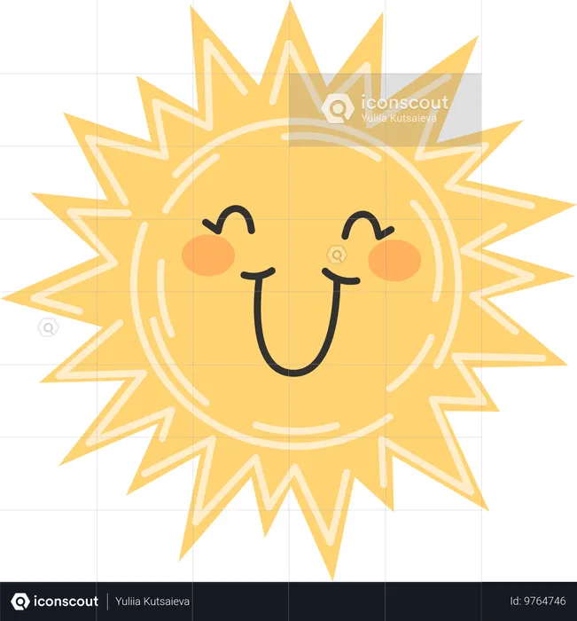 Emoji de sol brillante  Ilustración