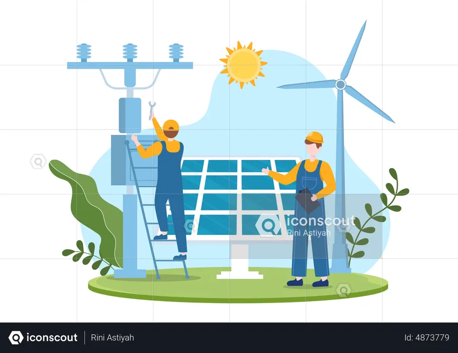 Solar Energy Installation  Illustration