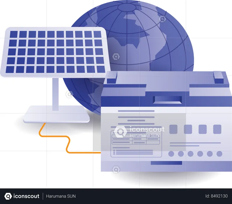 Solar energy is stored in generators  Illustration