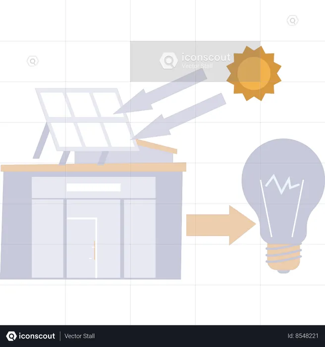 Solar energy is stored in solar panels  Illustration