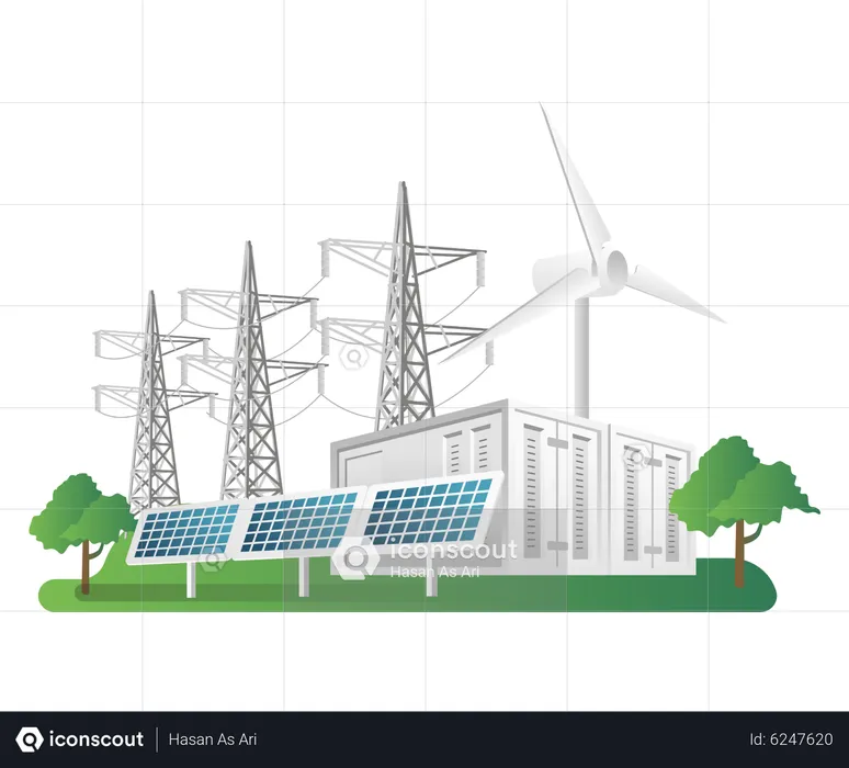 Solar energy power line  Illustration