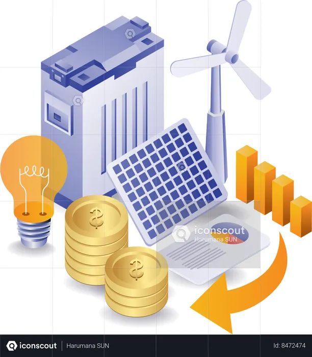 Solar panel energy investment business  Illustration