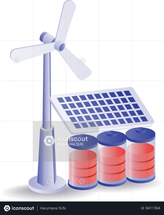 Solar panel energy storage  Illustration