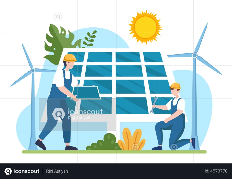 Solar Panel Maintenance  Illustration