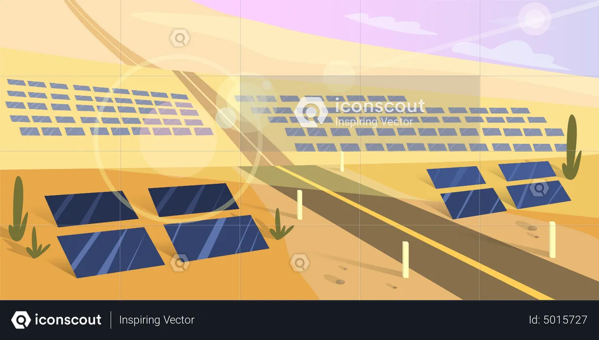 Solar panel on the ground  Illustration