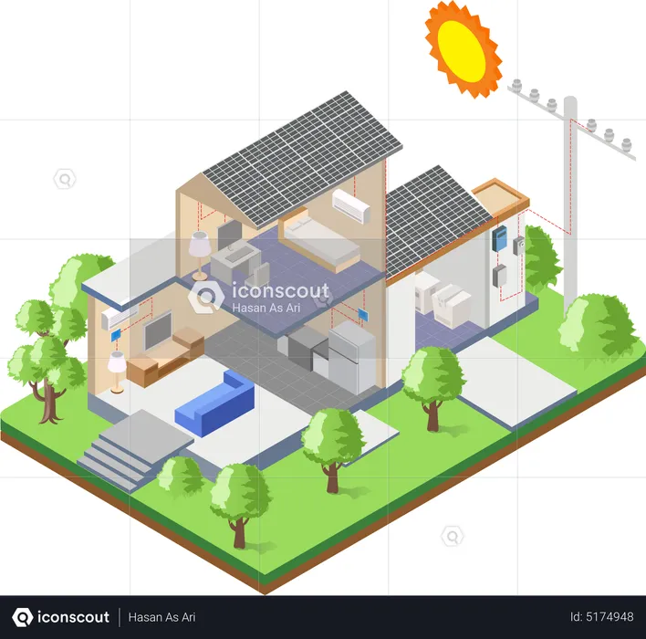 Solar Powered Construction  Illustration
