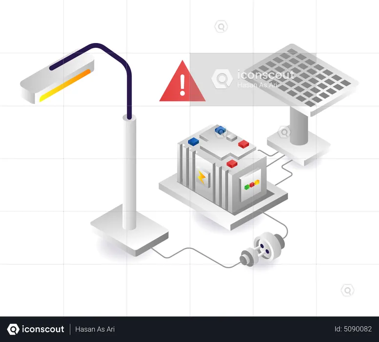 Solarstrom-Leitungspanele für die Beleuchtung der Stadt  Illustration