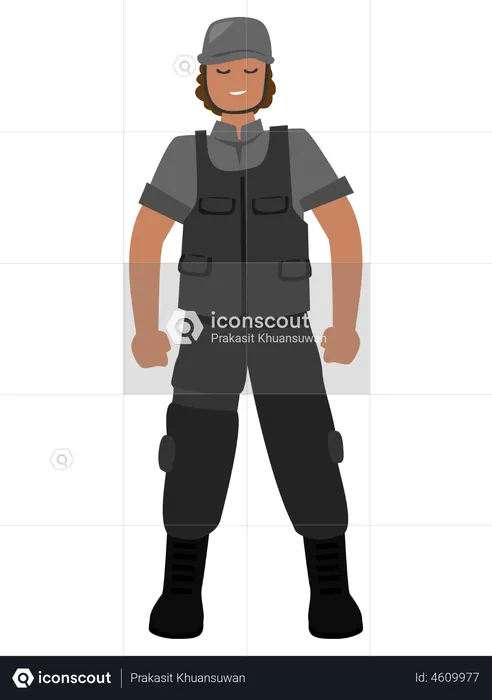 Soldier with Body armor  Illustration