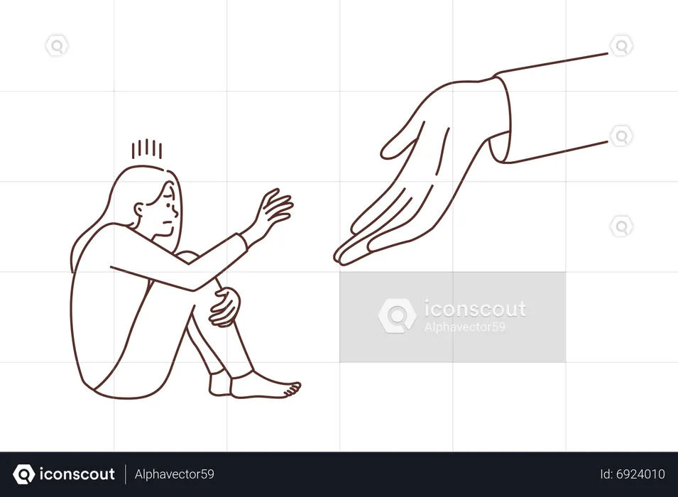 Someone helping Scared woman  Illustration