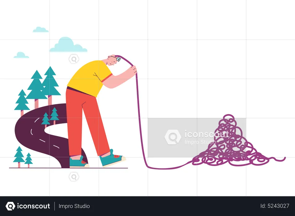 Someone is Tidying Up the Messy Rope  Illustration