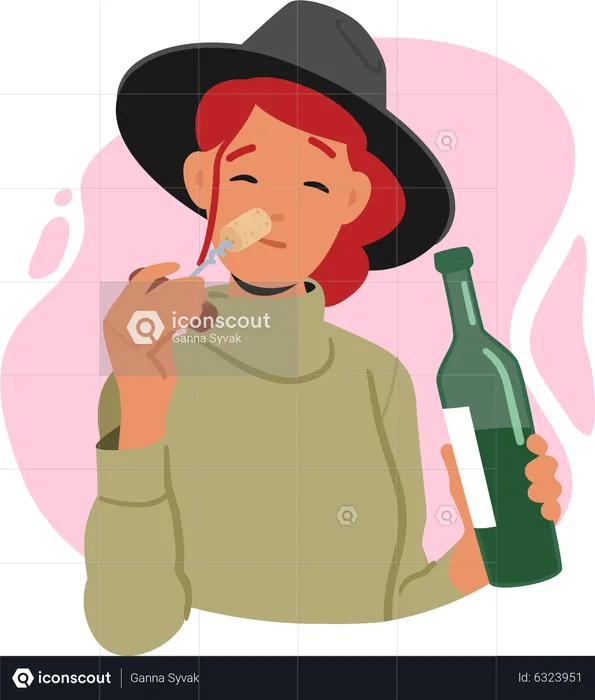 Sommelier Drink Degustation Process  Illustration